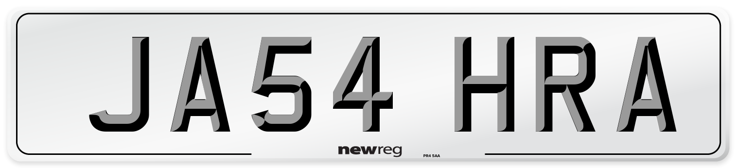JA54 HRA Number Plate from New Reg